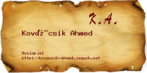 Kovácsik Ahmed névjegykártya